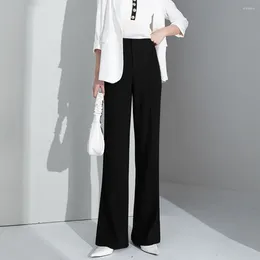 Women's Pants Suit Slimming Temperament Solid Black Fashion Office Lady Spring Summer Stretch Business Flare Trousers 2024