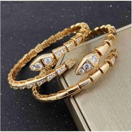 Charm Bracelets Serpentine titanium steel rose gold inlaid diamond star European and American couples fashion light luxury snake bone L46