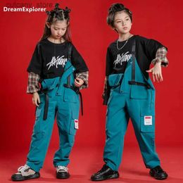 Trousers Boys Hip Hop Baggy Overalls Girls Cargo Pants Kids Dungaree Joggers Child Loose Jumpsuit Street Dance Romper Teen Streetwear L46