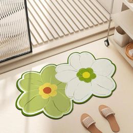 Carpets Quick-drying Bath Mat Soft Absorbent Flower Shape Modern Anti-slip Rug For Shower Entry Door Bathroom