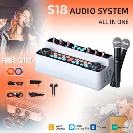 Adapter KINGLUCKY s18 Live Broadcast Sound Card Audio Integrated Device Indoor and Outdoor K Song Wireless Bluetooth loudspeaker box