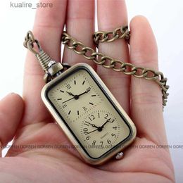 Pocket Watches 2020 Gorben fashion design double time small pocket women men exquisite mini size pendant pocket es fob chain L240402