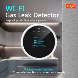 Detector Wifi Natural Gas Alarm Sensor LCD Display Tuya Leak With Temperature Function Combustible Gas Detectors Support Home Smart Life