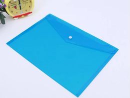 A4 Size Transparent Document Bags 18C Thick Plastic Envelopes with Snap Button Set of 4 Assorted Colors File Folders ZZ