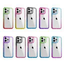 3IN1 Combo Phone Cases For Motorola moto G14 G54 G84 G04 G24 POWER Gradient Colours Clear Transparent Acrylic TPU PC Shockproof Mobile Cover Back Shell