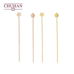 Earrings CHUHAN Shining Star 18K Gold Earring Rose Gold Star Drop Earrings Female Real Gold Fashion Fine Jewelry Fine Gift Wholesale