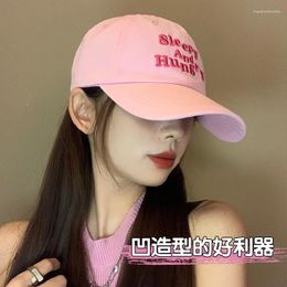 Ball Caps Korean Letter Embroidered Baseball Hat For Men And Women Spring Summer Soft Top Cotton Large Brim Adjustable Hip-hop Cap