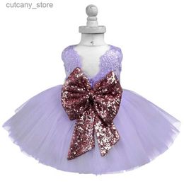 Girl's Dresses Gorgeous Baby Girls Party Dress Infant Lace Tutu Tul Christening Gowns Childrens Event Dresses With Big Bow Kids Clothes 2 5T L240402