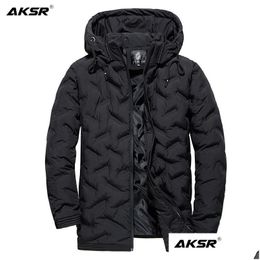 Men'S Down & Parkas Mens Winter Jackets Large Size Thick Warm Hooded Coats For Men Oversized Male Jacket Outwear Windbreakers Clothing Dhqrx