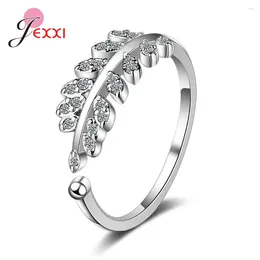 Cluster Rings Collection Olive Leaf CZ 925 Sterling Silver For Women Open Stackable Ring Band Jewellery Fine