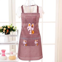 Lovable Cartoon Rabbit Sleeveless Apron Creative Double Pocket Cooking Household Kitchen Cleaning Aprons For Adults 240325