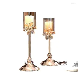 Candle Holders European Crystal Metal Dinner Romantic Retro Living Room Dining Candelabros Para Velas Home Decor