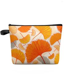 Cosmetic Bags Retro Floral Ginkgo Biloba Makeup Bag Pouch Travel Essentials Lady Women Toilet Organiser Kids Storage Pencil Case