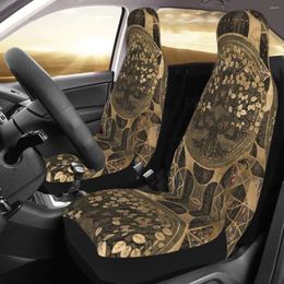 Car Seat Covers Tree Of Life -Yggdrasil - Wood Bark And Gold Cover Custom Printing Universal Front Protector Accessories Cushion Set