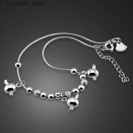 Anklets New Fashion Silver Angel Egg Feet Chain Solid 925 Sterling Silver Cute Girl Anklet Gift for Women Men Charming Jewelry L46