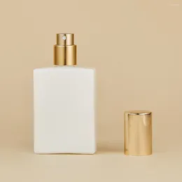 Storage Bottles 30ml Screw Black White Square Glass Spray Perfume Bottle Cosmetic Packaging Empty Can Be Filled In
