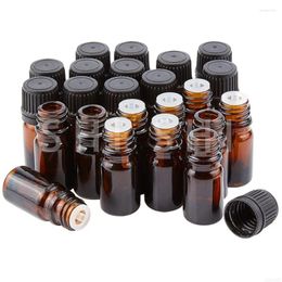 Storage Bottles 5 Pcs Glass For Essential Oils Refillable Empty Amber Dropper Bottle Perfume 5ml 10ml 15ml 20ml 30ml