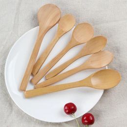 Spoons 500pcs/lot 13/15/17cm Mini Wooden Spoon Kitchen Cooking Teaspoon Condiment Utensil Coffee Kids Ice Cream Tableware LZ1491