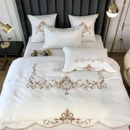 Bedding Sets Chic Gold Embroidery Duvet Cover Set Luxury Brushed Cotton Soft Warm Bed Sheet Pillow Shams Comforter