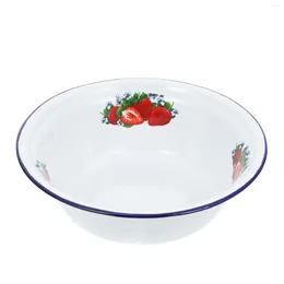 Dinnerware Sets Enamel Basin Dessert Container Snack Tray Lid Noodle Bowl Tableware Round Storage Kitchen Salad