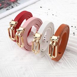 Belts Women Faux Leather Candy Color Thin Skinny Waistband Adjustable Belt Dress Strap Alloy Pin Buckle Decorative