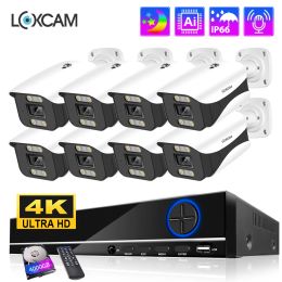 System LOXCAM 8CH 4K POE NVR Kit CCTV Security Camera System 8MP Colour Night Vision Indoor Outdoor Audio Camera Video Surveillance Set