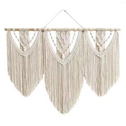 Tapestries Background Curtain With Wooden Stick Large Hand Woven Macrame Tapestry Wedding Living Room 110 X 82cm Wall Hanging Bedroom