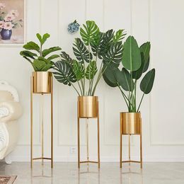 Vases Living Room Plant Stand Flower Pot Light Luxury Housewarming Wedding Gift Nordic Gold Column Shelves