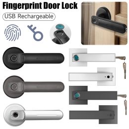 Lock Electronic Fingerprint Lock With 2 Emergency keys Handle Lock Zinc Alloy Portable Door Locks Biometric Security Smart Locks