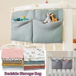 Storage Bags Simple Baby Bed Hanging Bag Cotton Multifunctional Born Bedside Organizer Double Pocket Enclosure