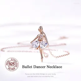 Pendant Necklaces Luxury 925 Sterling Silver Ballet Dancer Necklace Minimalist Style Temperament Clavicle Chain For Girlfriend Women