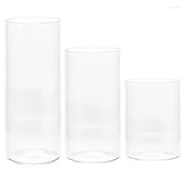 Candle Holders 3pcs Transparent Glass Candelabra Cups Nordic Wedding Stand Rack 3 Sizes