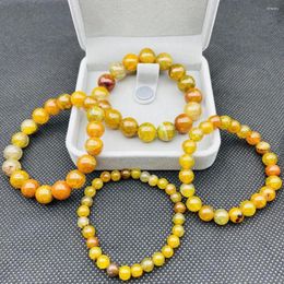 Strand 6/8/10 Mm Shiny Gold Colour Natural Stone Bracelets For Women Healing Crystal Bracelet Real Beads Stretch Braclet