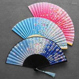 Decorative Figurines 1pc Fringed Chinese Style Ancient Folding Fan Summer Portable Classical Wooden