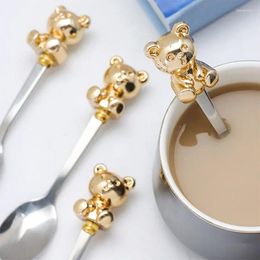 Spoons Korean Style Bear Coffee Dessert Spoon Fork 304 Stainless Steel Stirring Tea Scoop Cute Cartoon Dinner