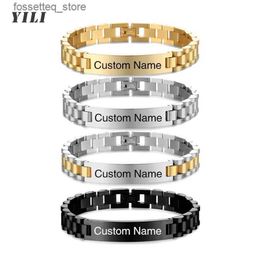 Anklets Personalised Engravable Stainless Steel ID s for Men Custom Engrave Name Plate Identity ID Bar s for Him19-21CM L46