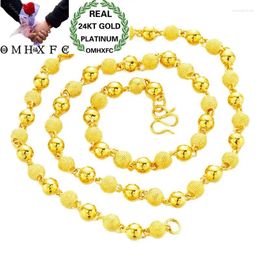 Pendants MHXFC Wholesale European Fashion Woman Man Unisex Party Wedding Gift Long 59cm Wide 6mm Beads Real 24KT Gold Chain Necklace NL73