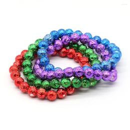 Strand Amazing Coloured Plated Lava Stone Stretch Bracelets Wholesale 5pcs/lot 8MM Beaded Elastic Gift GB013