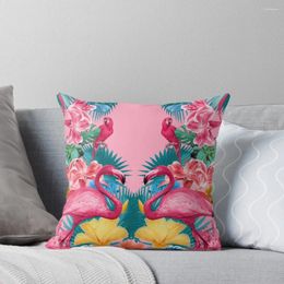 Pillow Flamingo And Tropical Garden Throw Custom Embroidered Cover