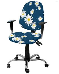 Chair Covers Flower Daisy Blue Elastic Armchair Computer Cover Stretch Removable Office Slipcover Living Room Split Seat