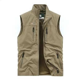 Work Vest Men Mens Summer Tactical Military Motorcyclist Multi-pocket Sleeveless Jacket Fishing Clothing Hunting Coat MAN Coats 240321