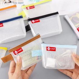 Storage Bags PVC Card Mini Transparent Grid Bus ID Holder Zipper Pouch Travelling Small Coin Wallet