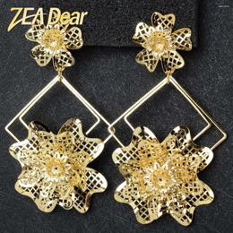 Dangle Earrings ZEADear Jewelry African Big Flower Drop 18K Gold Plated Hanging For Dubai Wedding Party Bridal Gift Daily Wear