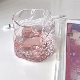 Wine Glasses Irregular Glass Niche Design Retro Coffee Milk Transparent Fold Cup Cups Water Bottles