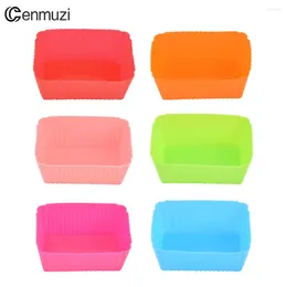 Baking Moulds Cenmuzi Silicone Rectangle Cake Mould Mold DIY Soft Muffin Cupcake Liner Bake Cup Decorating Bakeware Tool