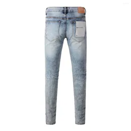 Women's Pants 2024 Purple Brand High Quality Jeans 1:1 Tide Fashion Slim Light Colour Tie-dye Snowflake End Washed And Aged