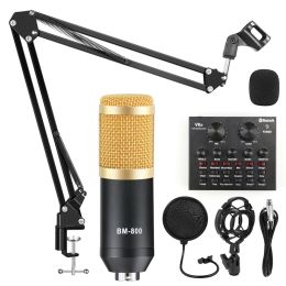 Stand Bm 800 Microphone Studio Recording Kits Bm800 Condenser Microphone for Computer Phantom Power Bm800 Karaoke Mic Sound Card