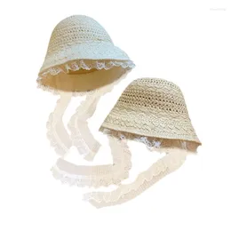 Wide Brim Hats Crochet Bucket Hat With Lace Trim Summer Spring Floppy For Adult Teen Knitted Sun