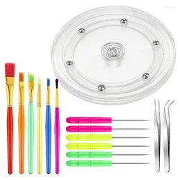 Baking Moulds SV-15PCS Cookie Decorating Including 1 Acrylic Turntable 6 Scribe Needle Decoration Brushes 2 Tweezers