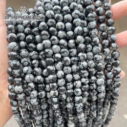 Loose Gemstones Natural Stone Snowflake Obsidian Alabaster Beads Round For Jewellery Making Diy Bracelet Necklace 6 8 10 Mm Accessory